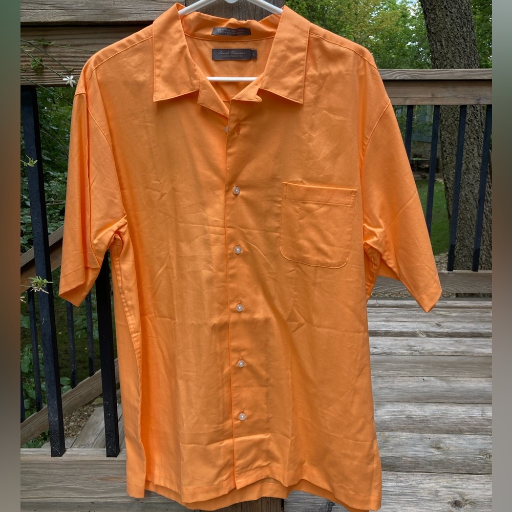 Daniel Cremieux Signature Collection Men's Large Orange Button Up S/S Shirt NWT